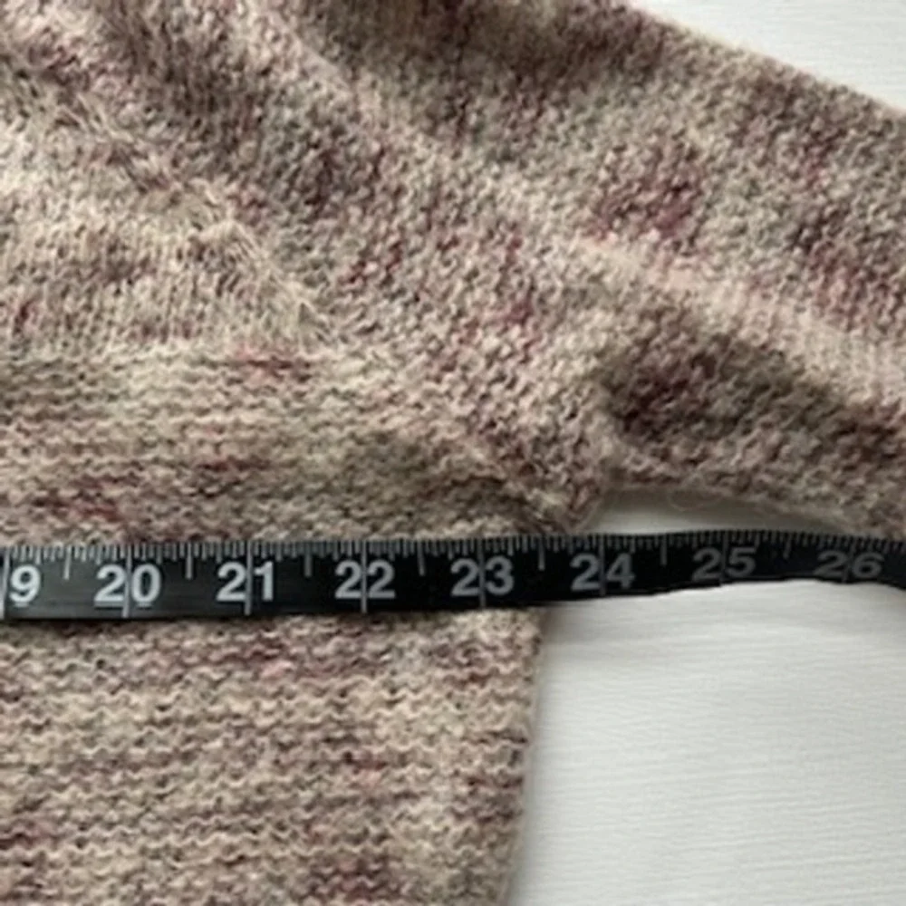 Free People Sweater Alpaca Cream & Berry Speckle Knit Bell Sleeve V Neck Women M